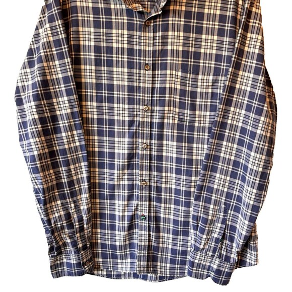 MASSIMO DUTTI Shirt Men's SIZE XL Blue Plaid Tessuto Italiano Cotton - Picture 3 of 9